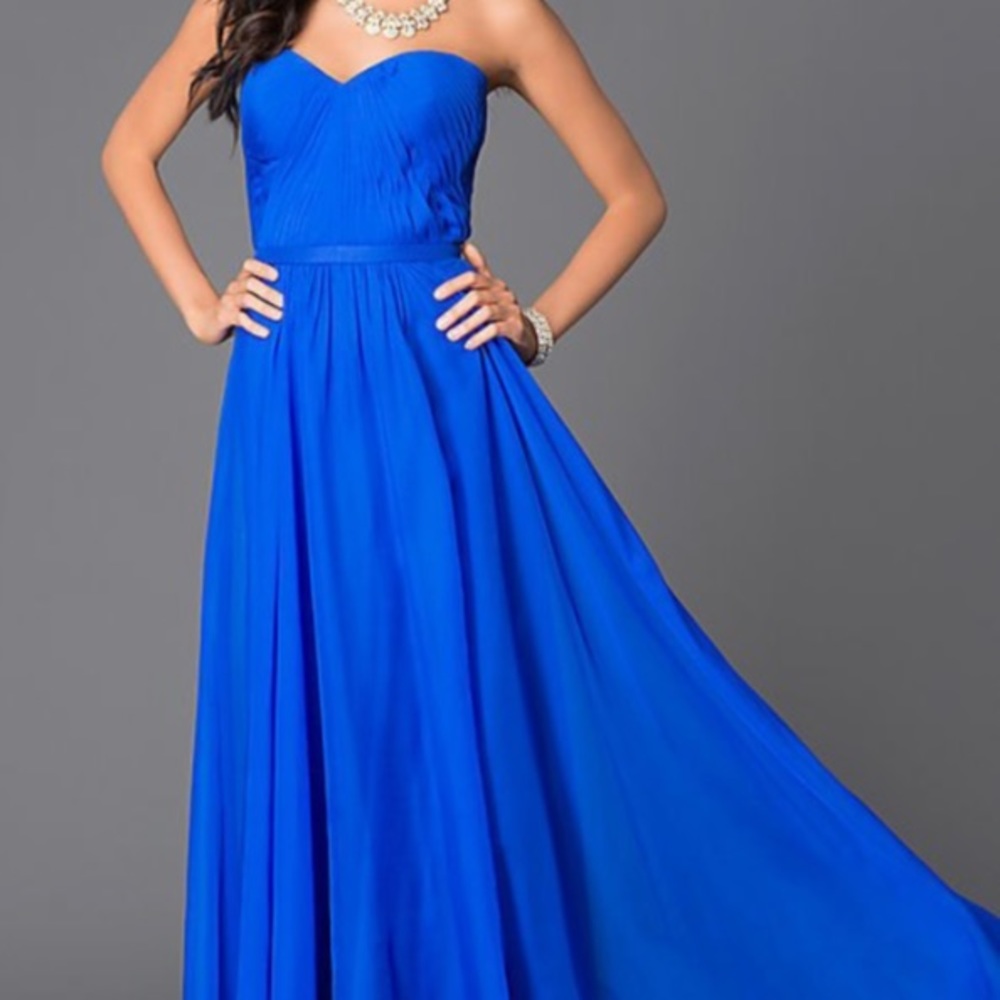 NWT Long Blue Chiffon Prom Dress size 4